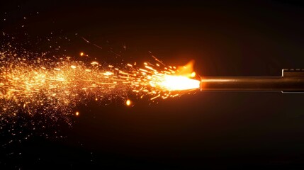 Bullet with Fiery Trail Fired from a Gun. Generative ai