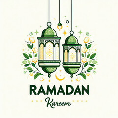 Eid Mubarak design with decorative lantern and islamic floral decoration