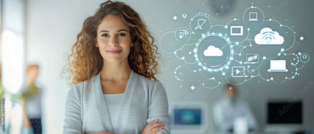 Poster diverse users accessing and storing data seamlessly with cloud storage solutions.