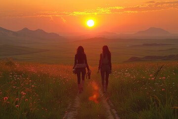 walking together with friends professional photography