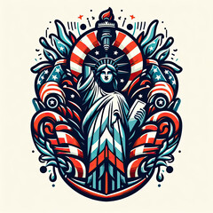 4th of July Independence Day of America logo and background