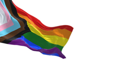 Progress Pride flag waving in the wind