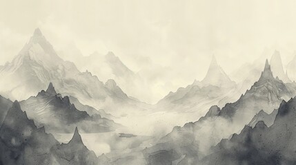 Ink style, distant mountains, mountains, hobbies, mountain climbing, art works, appreciation, ancient paintings, 4k high-definition wallpapers, backgrounds, generated by AI.Ink Wash Painting of Mount
