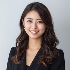 Fototapeta premium Professional Young Woman Smiling in Business Attire