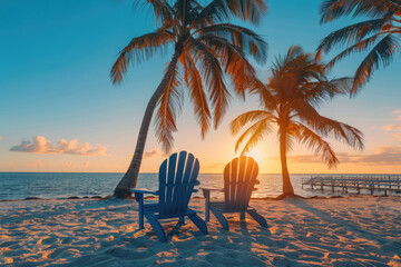 Relaxation Haven: Chairs on a Tranquil Tropical Beach