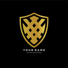 luxury gold shield logo.simple premium shield shape.for business sign.vector illustration.eps 10
