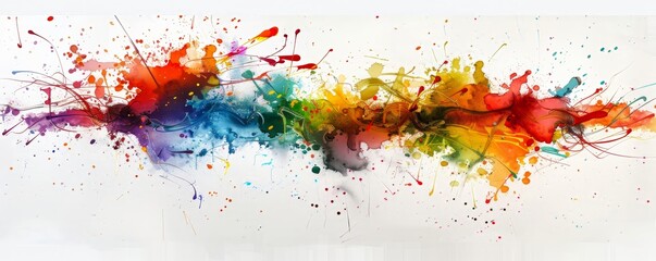 Colorful Watercolor Splashes on White Background