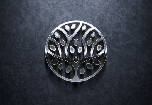 Chrome Logo Mockup with 3D Detailled Texture Effect 