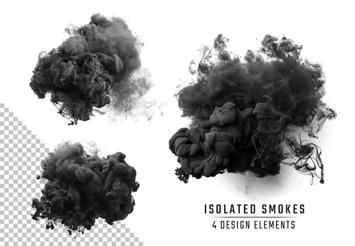 4 Isolated Abstract Smoke Ball Brushes. Generative ai