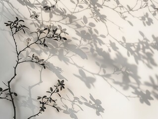 Obraz premium Background with shadow of floral Leaves on a wall