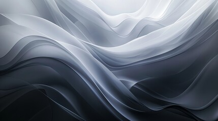 Obraz premium Abstract flow of smooth, layered waves in monochrome tones. Ideal for backgrounds, designs, and creative projects.