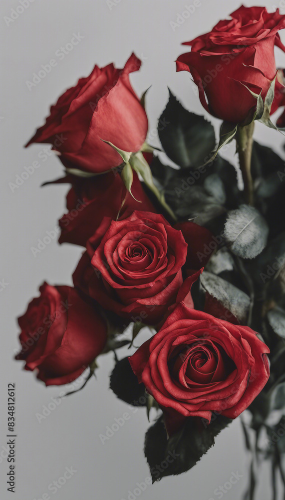 Poster bouquet of red roses file of isolated cutout object on transparent background