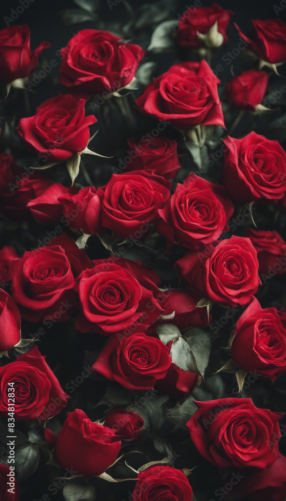 Poster bouquet of red roses file of isolated cutout object on transparent background
