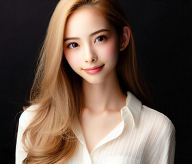 白いブラウスの美女