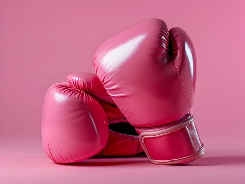 Boxing Gloves in Focus A Vivid Cerise Backdrop