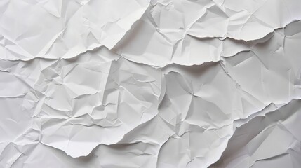 Obraz premium Crumpled sheet of plain white paper texture creates a minimalist background for high contrast graphic design and editorial projects.