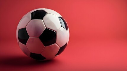 Naklejka premium Crimson Soccer Ball Ready for the Kickoff A Game of Precision and Passion