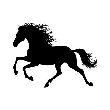 recommend clip art: Beautiful running horse silhouette isolated on white background. Running horse icon vector illustration design.