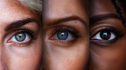 Close-up of eyes with detailed features such as eyelashes and eyebrows, showcasing beauty and vision