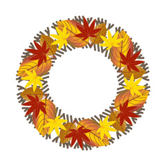 紅葉と落ち葉で秋を彩る季節のリース