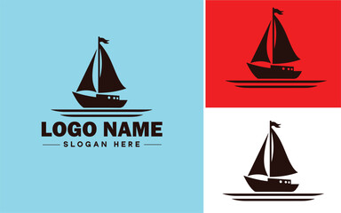 sailboat icon Sailing vessel Yacht Sailcraft flat logo sign symbol editable vector