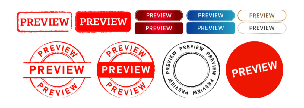 preview rubber button and rubber stamp label sticker sign for reviewing information