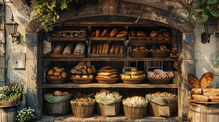 A picturesque scene of a traditional bakery storefron