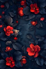 Red flowers and black leaves