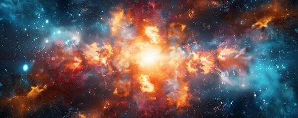 Fototapeta premium Cosmic Explosion in a Starry Night Sky