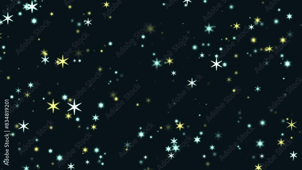 Poster Abstract background with bright glowing sparkles glitter stars particles. Seamless loop