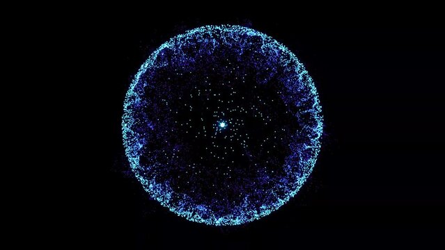 Visual effects, VFX, blue shock wave particles on black background 3D animation. Use "blend mode" set to "screen" to apply the effect to any video you like.