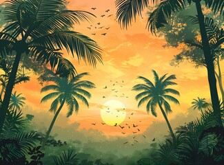 Tropical Sunset Landscape