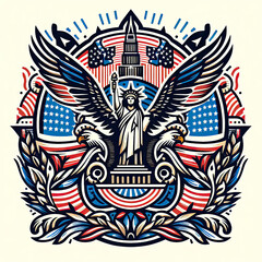 Obraz premium 4th of July Independence Day of America logo and background