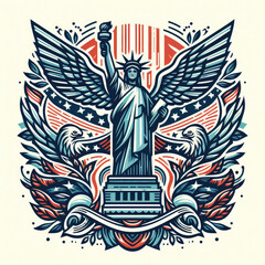 Obraz premium 4th of July Independence Day of America logo and background