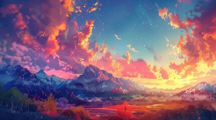 Vivid sky and colorful scenery