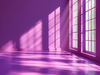Room with purple window, floor, and wall