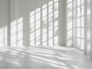 White room, white tiles, window