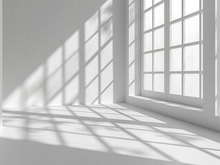 Empty white room with window and floor