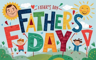 Fototapeta premium Father's day text, illustration background & typography design Generative AI