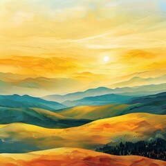 Fototapeta premium Sunset Over The Hills