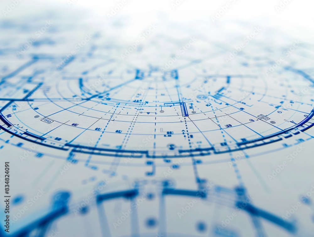 Poster detailed blueprint of circular structure