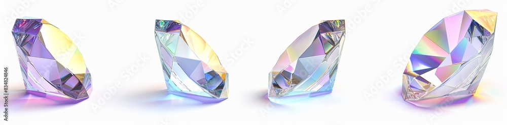 Poster modern transparent reflective cubes. colorful iridescent square blocks. modern square prismatic figu