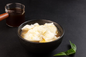 Tofu Pudding or Soy Milk Pudding or Wedang Tahu Tahwa, Served with Palm Sugar Syrup.