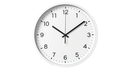 a white clock with black hands
