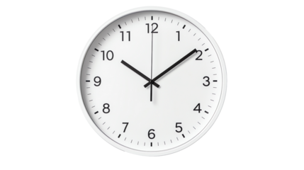 a white clock with black hands