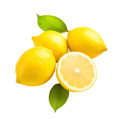 a group of lemons and a cut lemon
