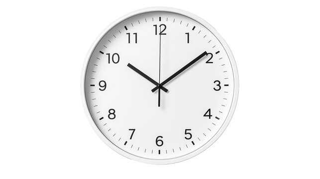 a white clock with black hands