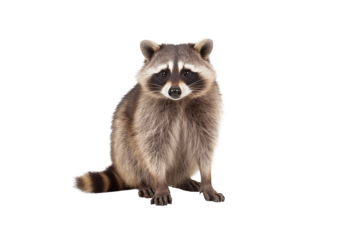 a raccoon sitting on a white background
