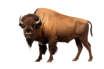 a buffalo with horns standing