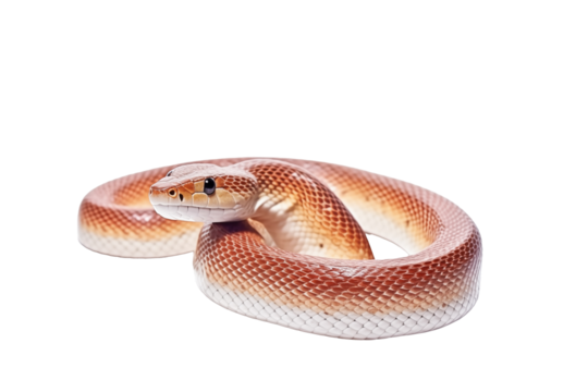 a snake coiled up on a white surface
